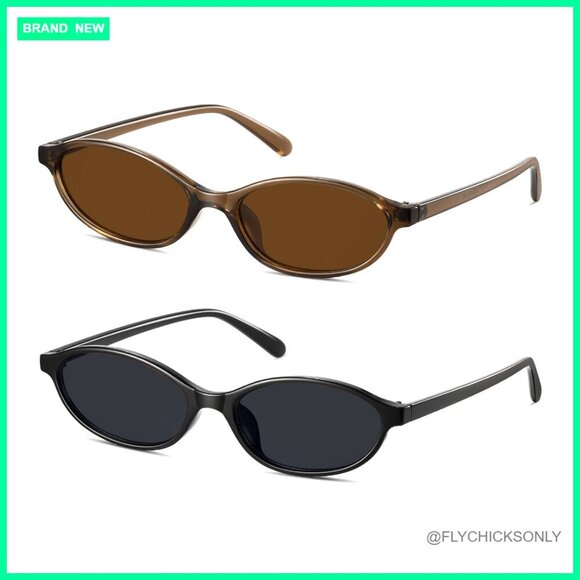 Accessories - Retro Oval Cat Eye Sunglasses UV400 Protection Lightweight Polycarbonate